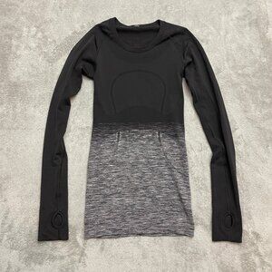 Lululemon Swiftly Tech Long Sleeve Crew Size 2 Black White Ombré Gym Running